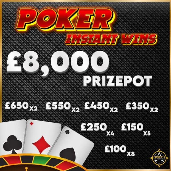 Poker Instant Wins - £8,000 PrizePot (Only 7p - Win Up To £650 Instantly) 18.03