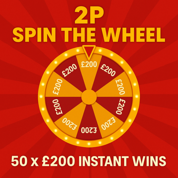 2P Spin The Wheel - 50 x £200 Instant Wins 15.08